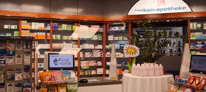 Die Offizin der Glocken-Apotheke in Troisdorf